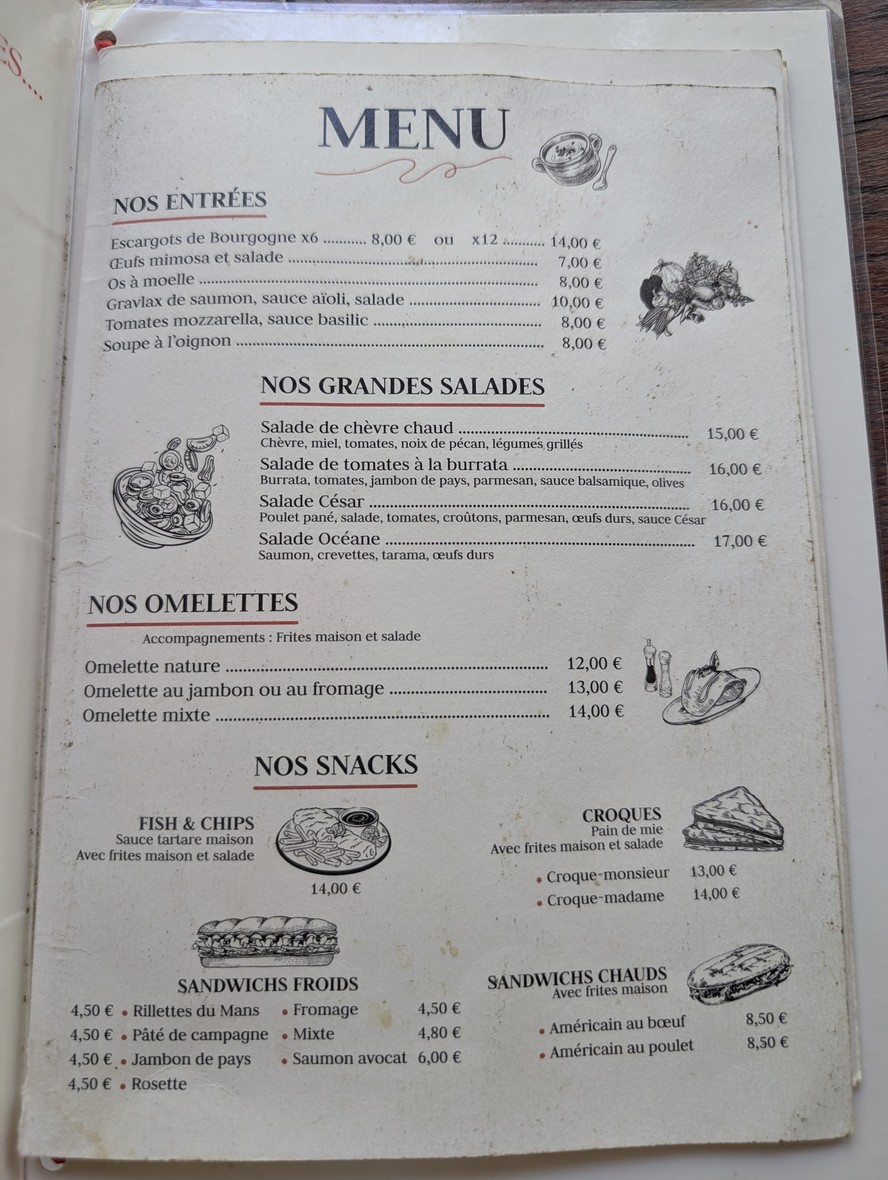 La Butte Aux Piafs menu 1