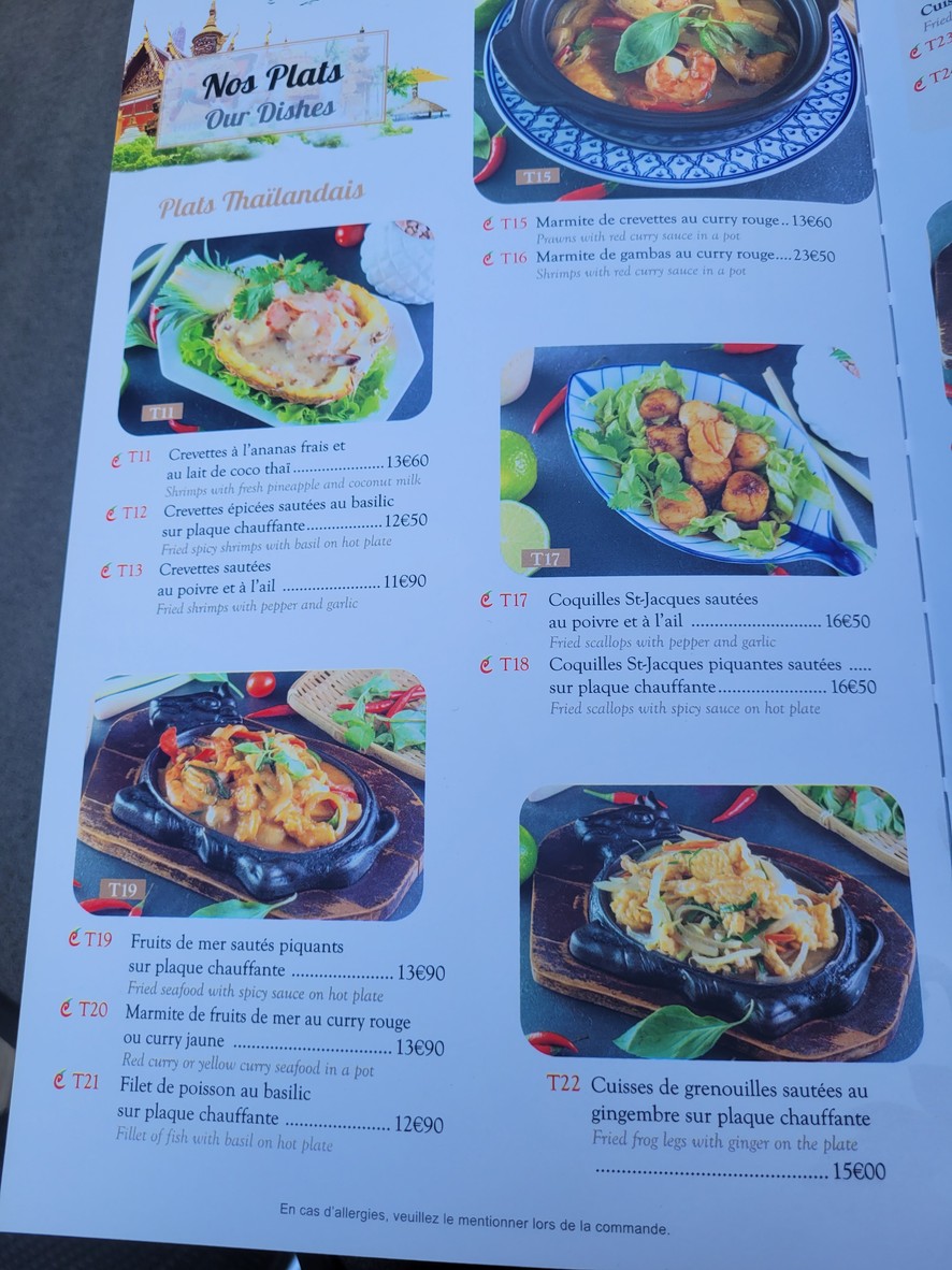 Chez Pailine menu 1