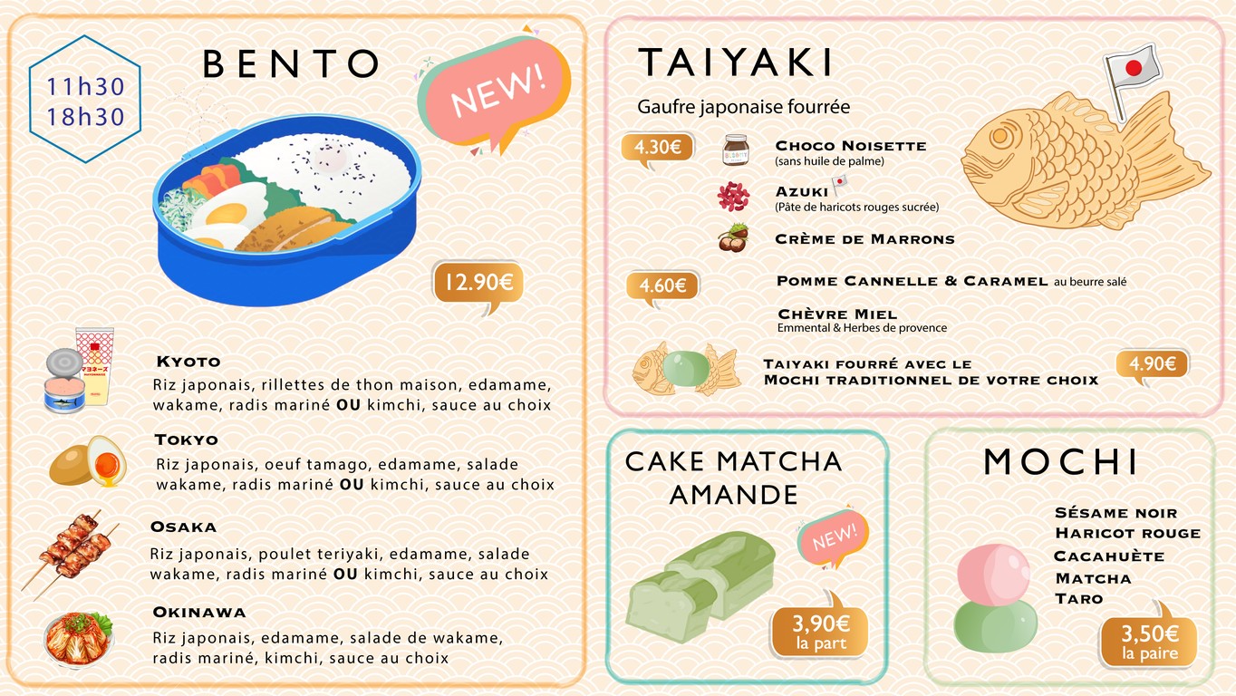 BLOOMY PARIS ✨ Bubble Tea ✨ Coffee Shop ✨ Bento Japonais ✨Taiyaki ✨ Mochi menu 1
