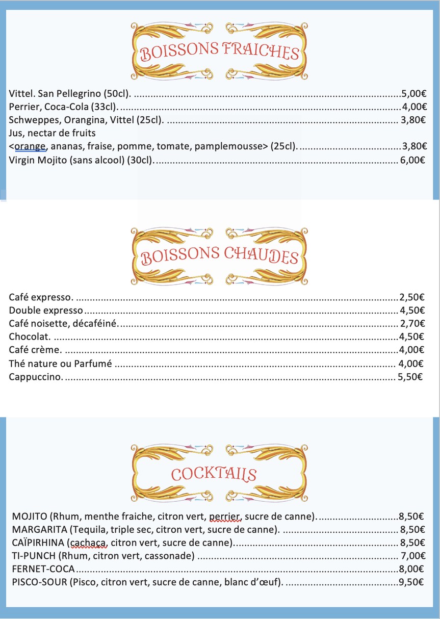 Le Progrès menu 3