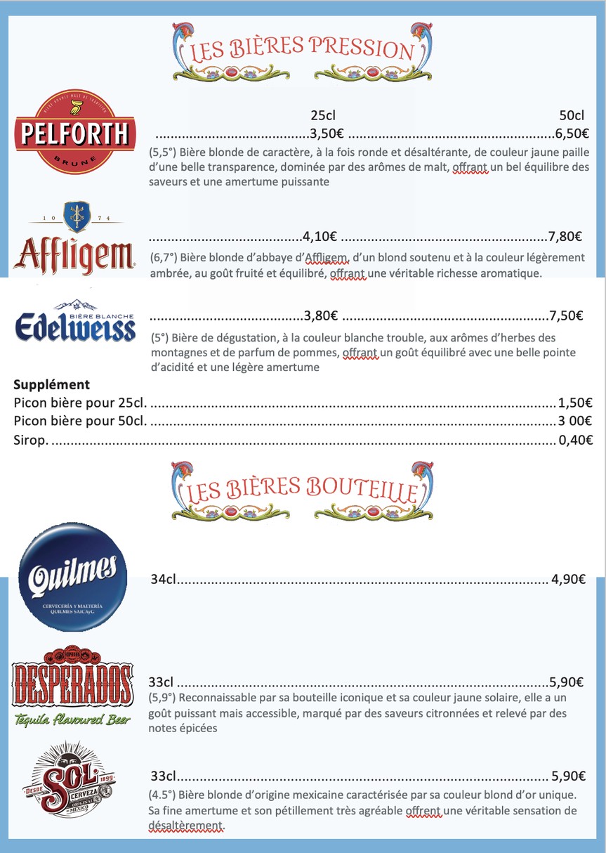 Le Progrès menu 4