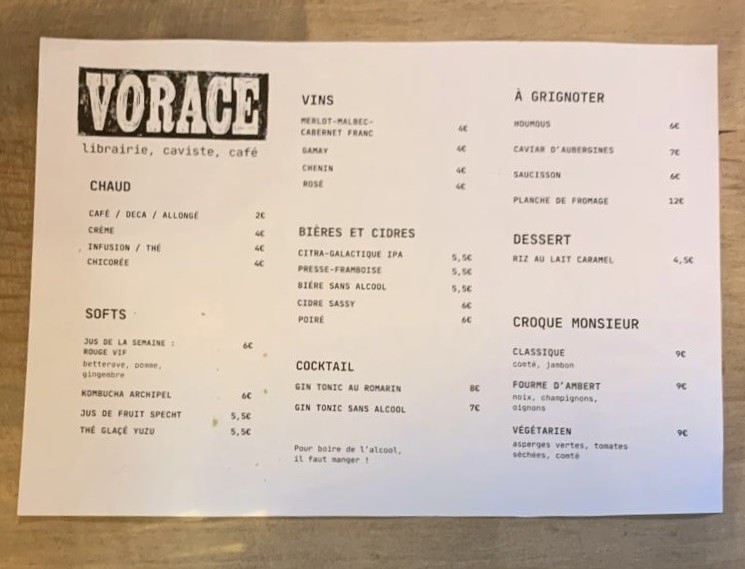 Vorace menu 1