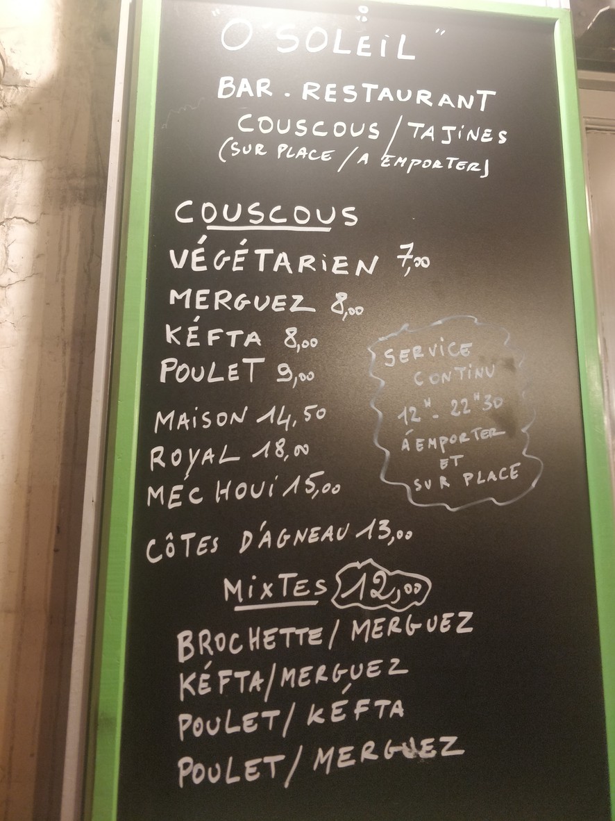 O’Soleil menu 1