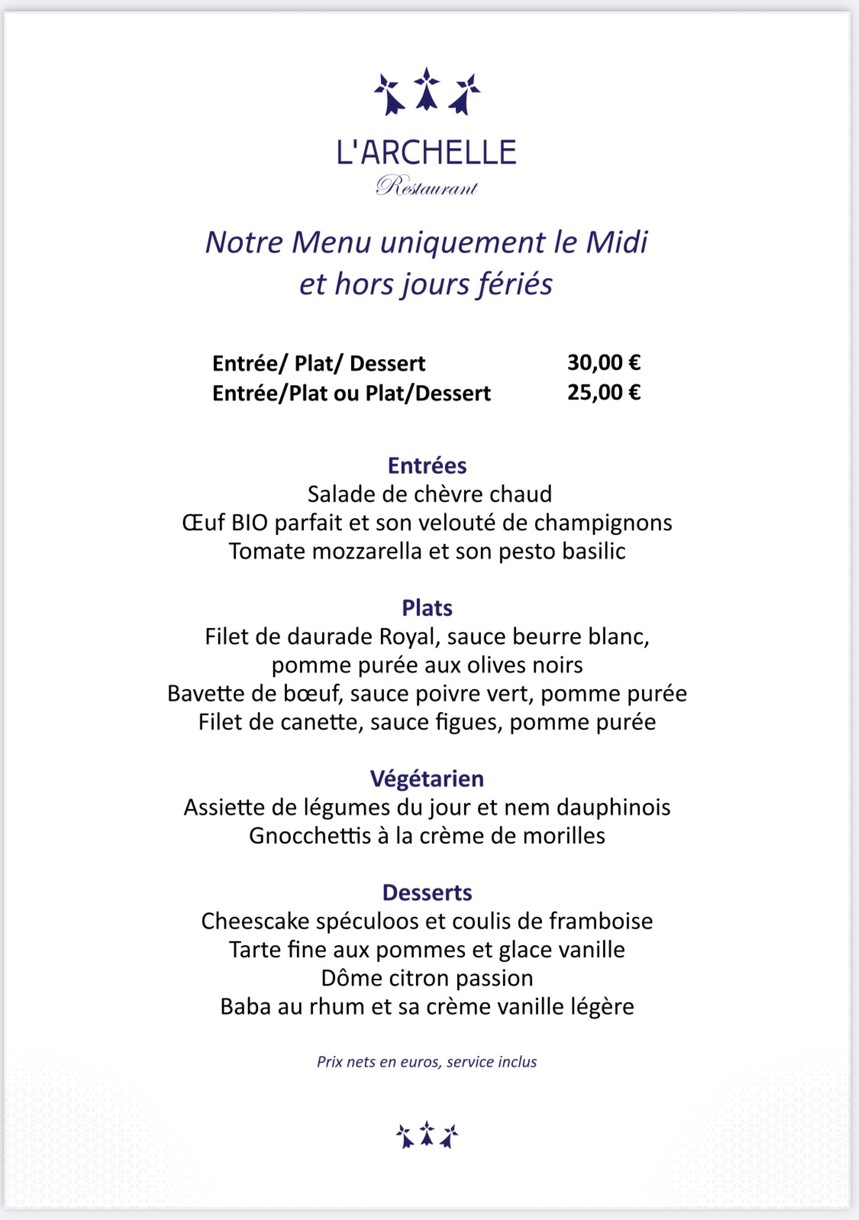 L'Archelle menu 2