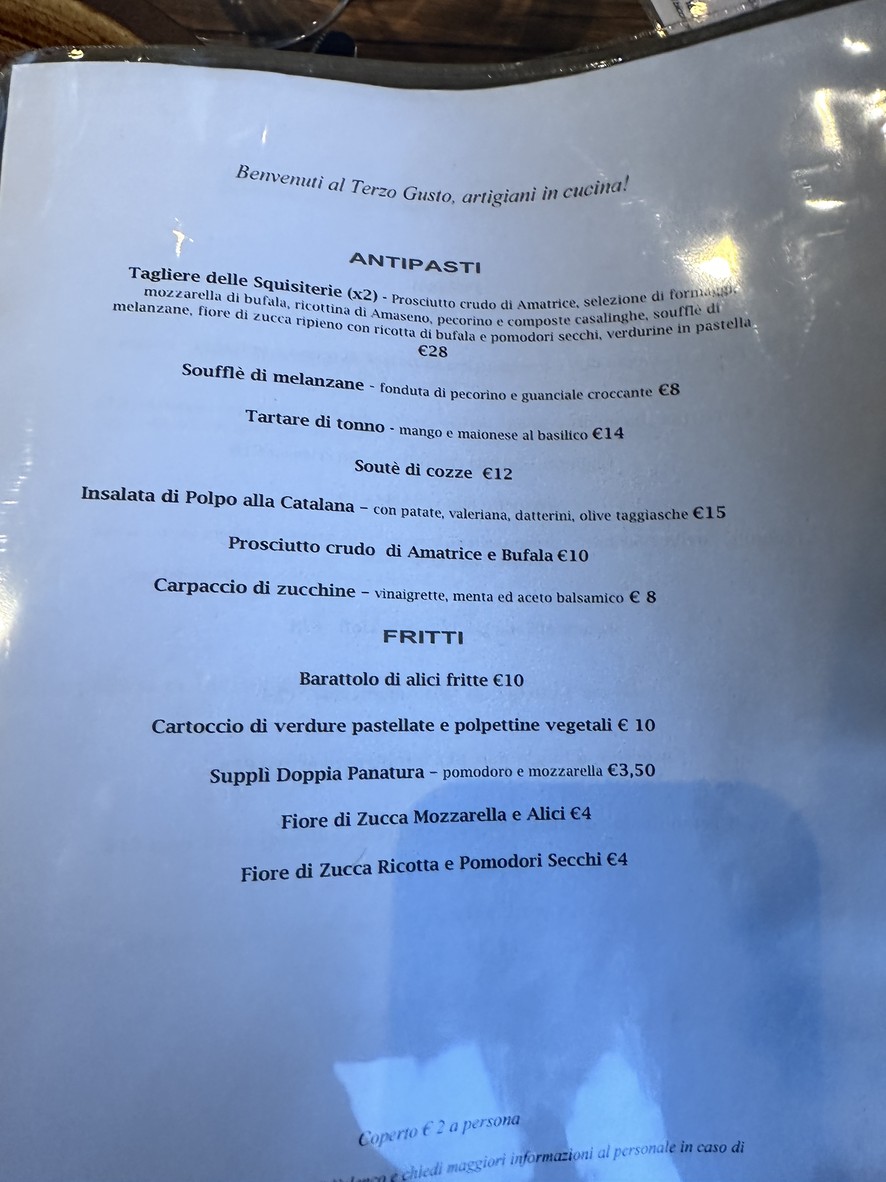 Terzo Gusto menu 1