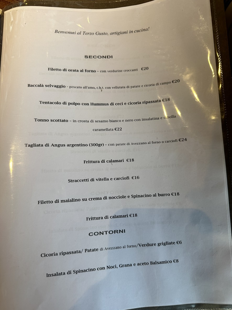 Terzo Gusto menu 3