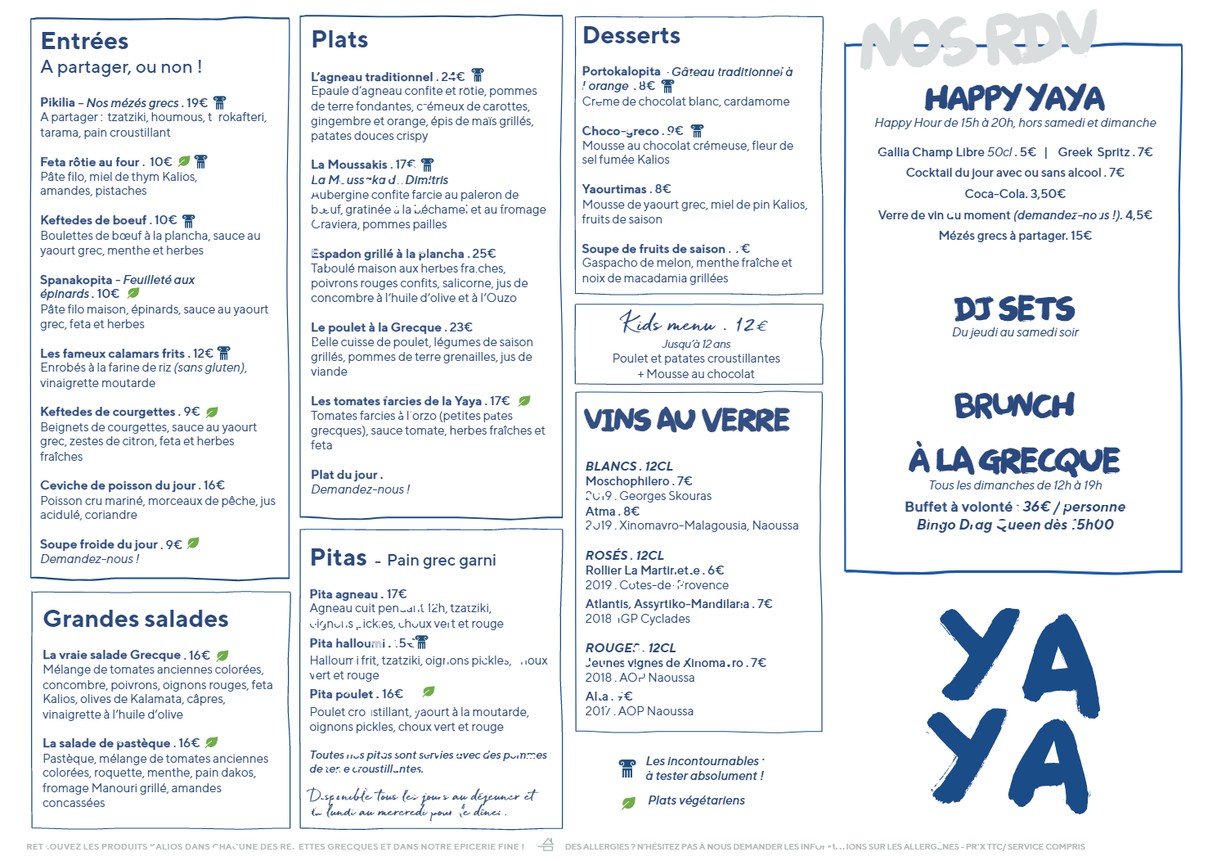 Yaya Secrétan - Restaurante mediterráneo y terraza por Juan Arbelaez menu 2