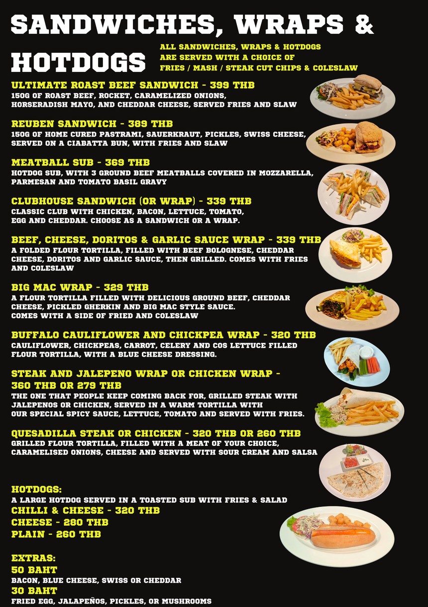 The Clubhouse Sports Bar & Grill, Sukhumvit 23, Bangkok menu 3