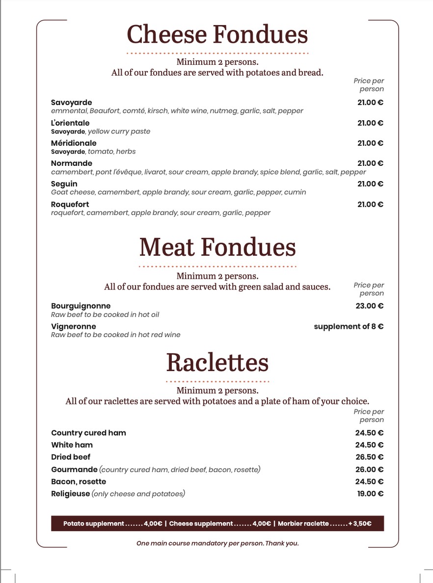 Pain Vin Fromages menu 2