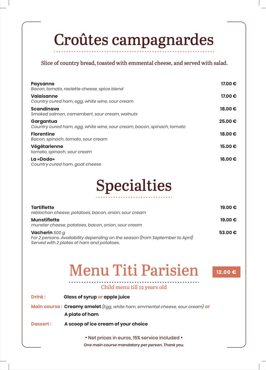 Pain Vin Fromages menu 3