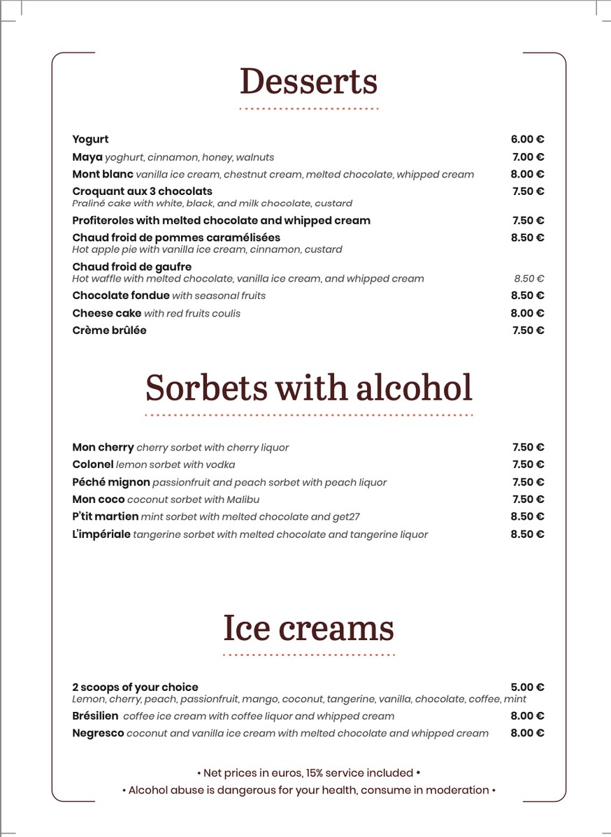 Pain Vin Fromages menu 4