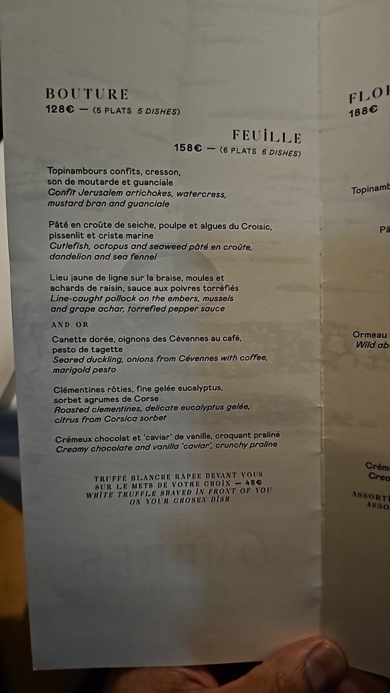 Les Ombres menu 2