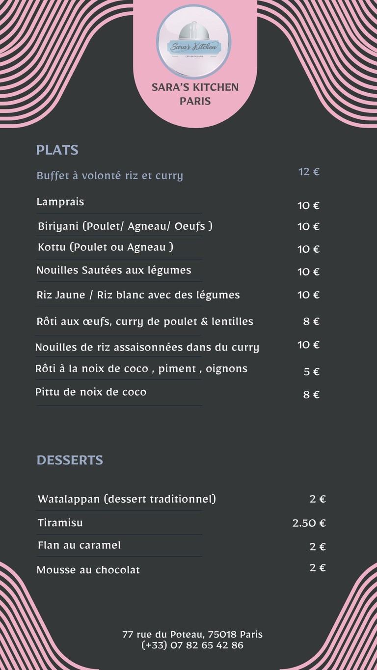 Sara's Kitchen | Paris menu 2