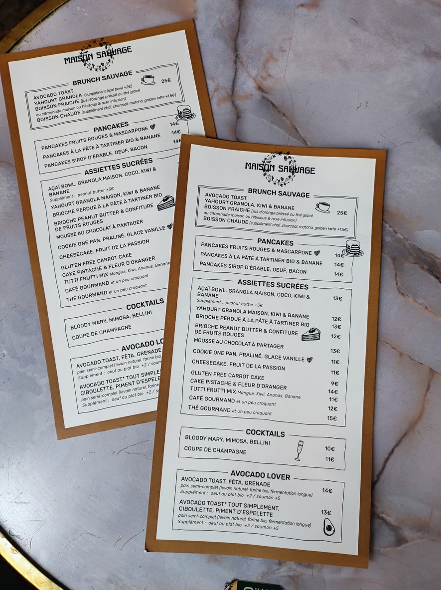 Maison Sauvage menu 2