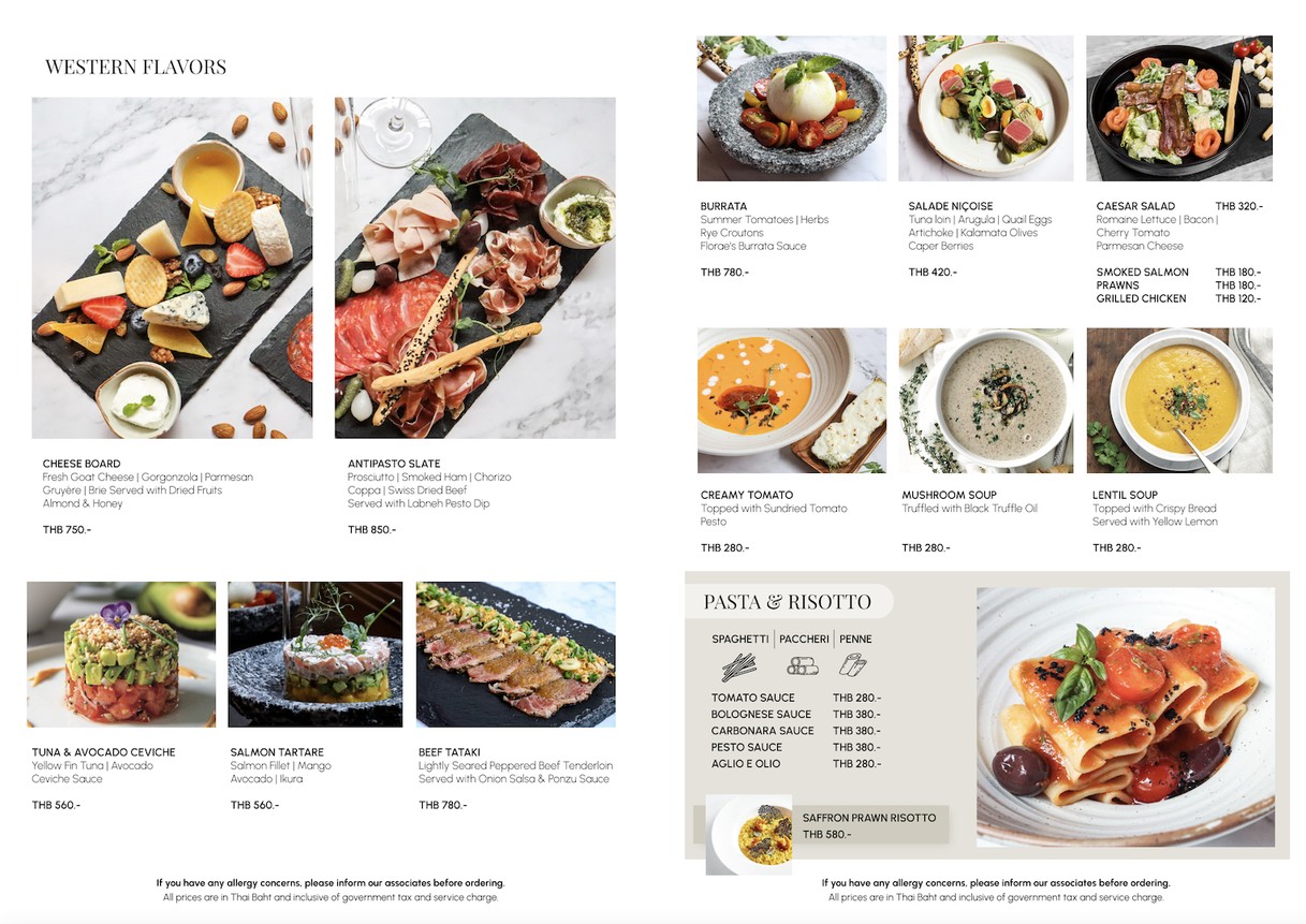 Florae Restaurant menu 1