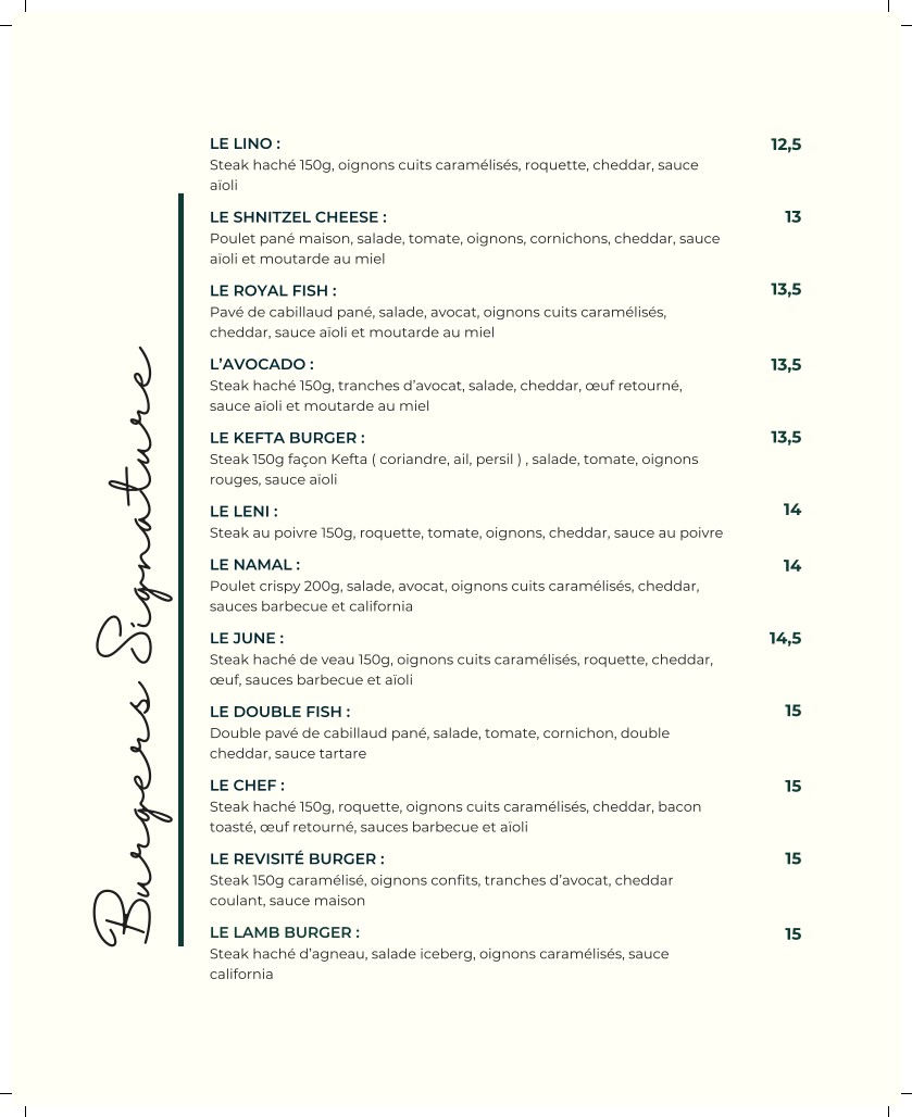 HBK House Burger menu 3