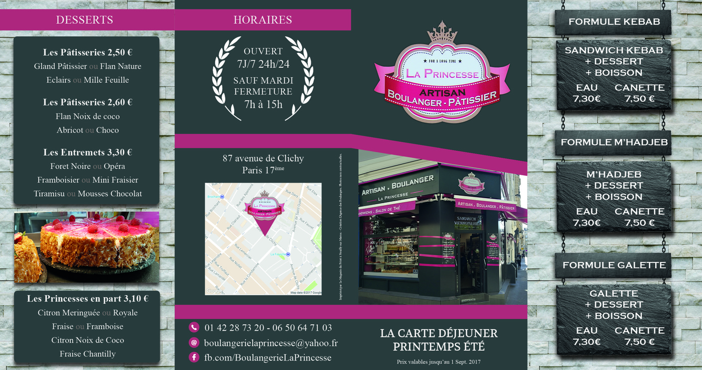 La Princesse menu 1