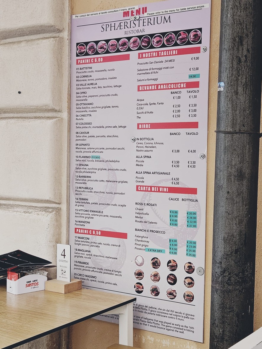 Sphaeristerium menu 1