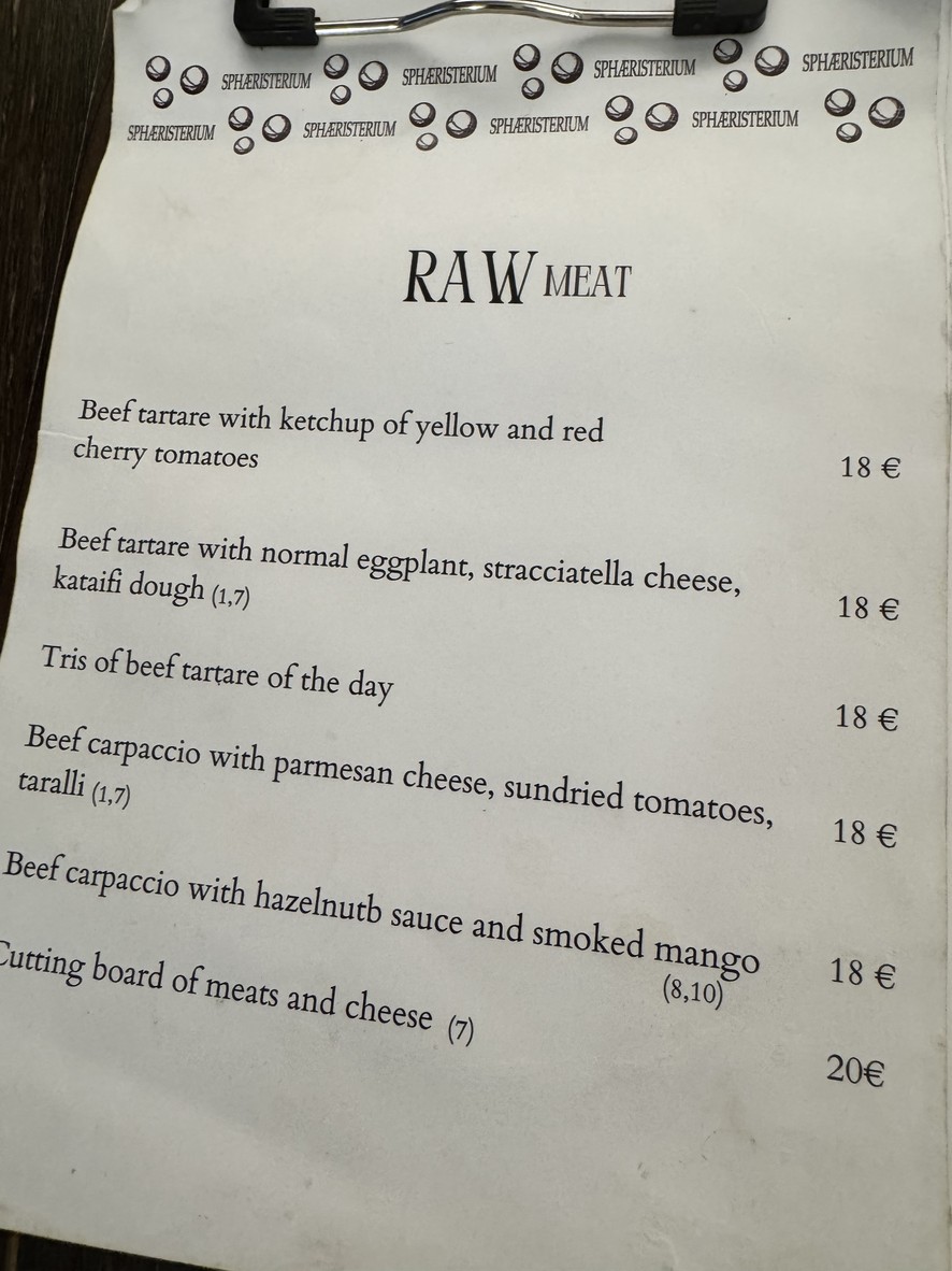 Sphaeristerium menu 3