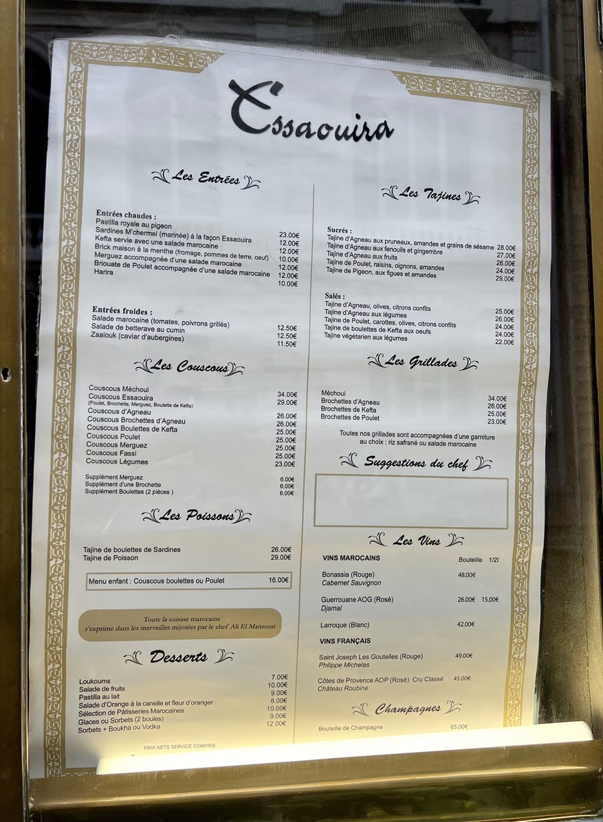 Essaouira menu 1