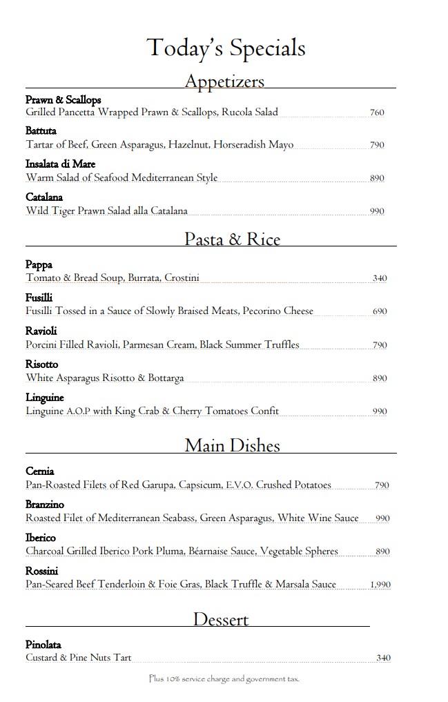 Gianni Ristorante menu 1