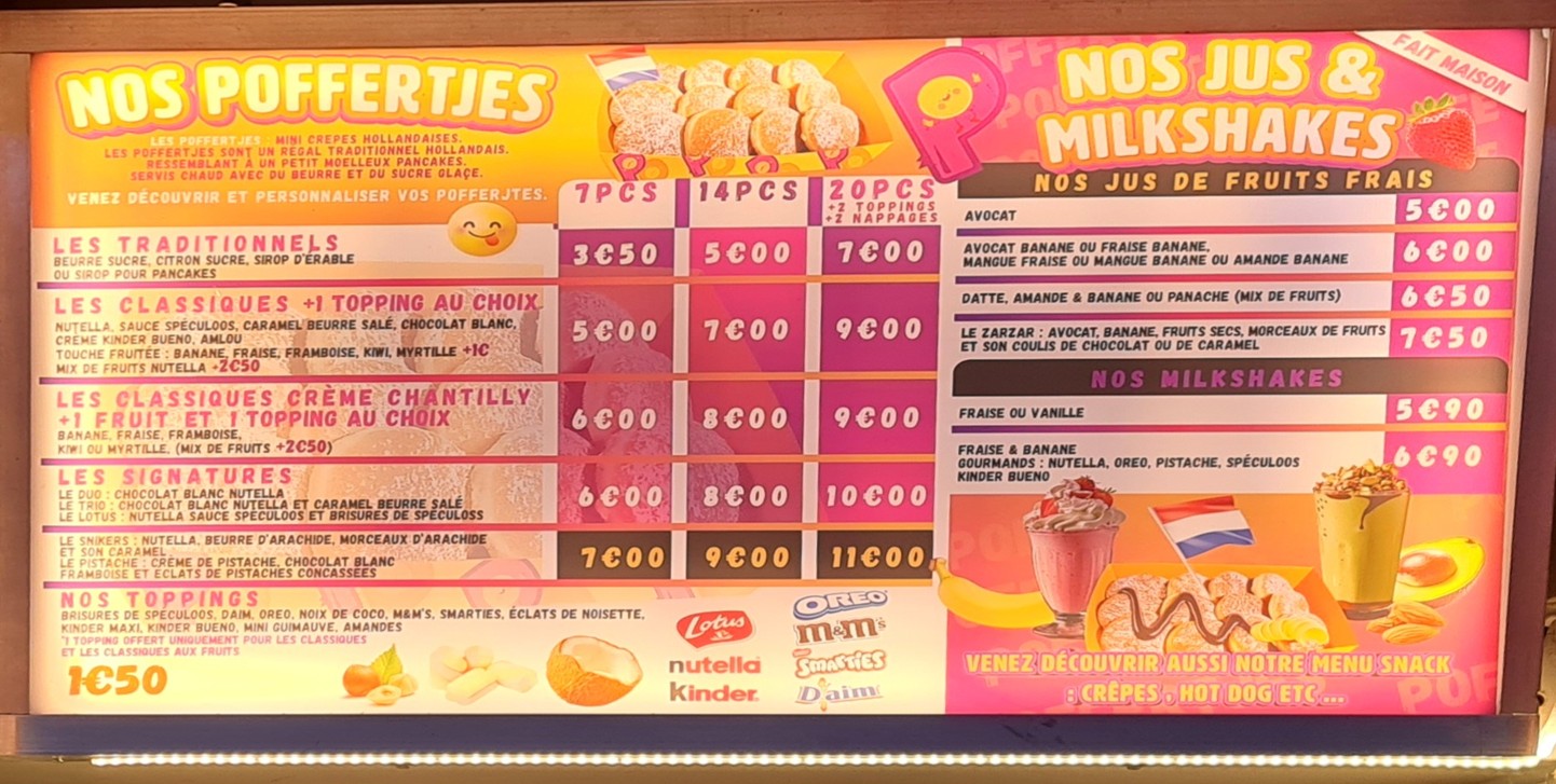 Poffertjes Mini pancakes menu 1