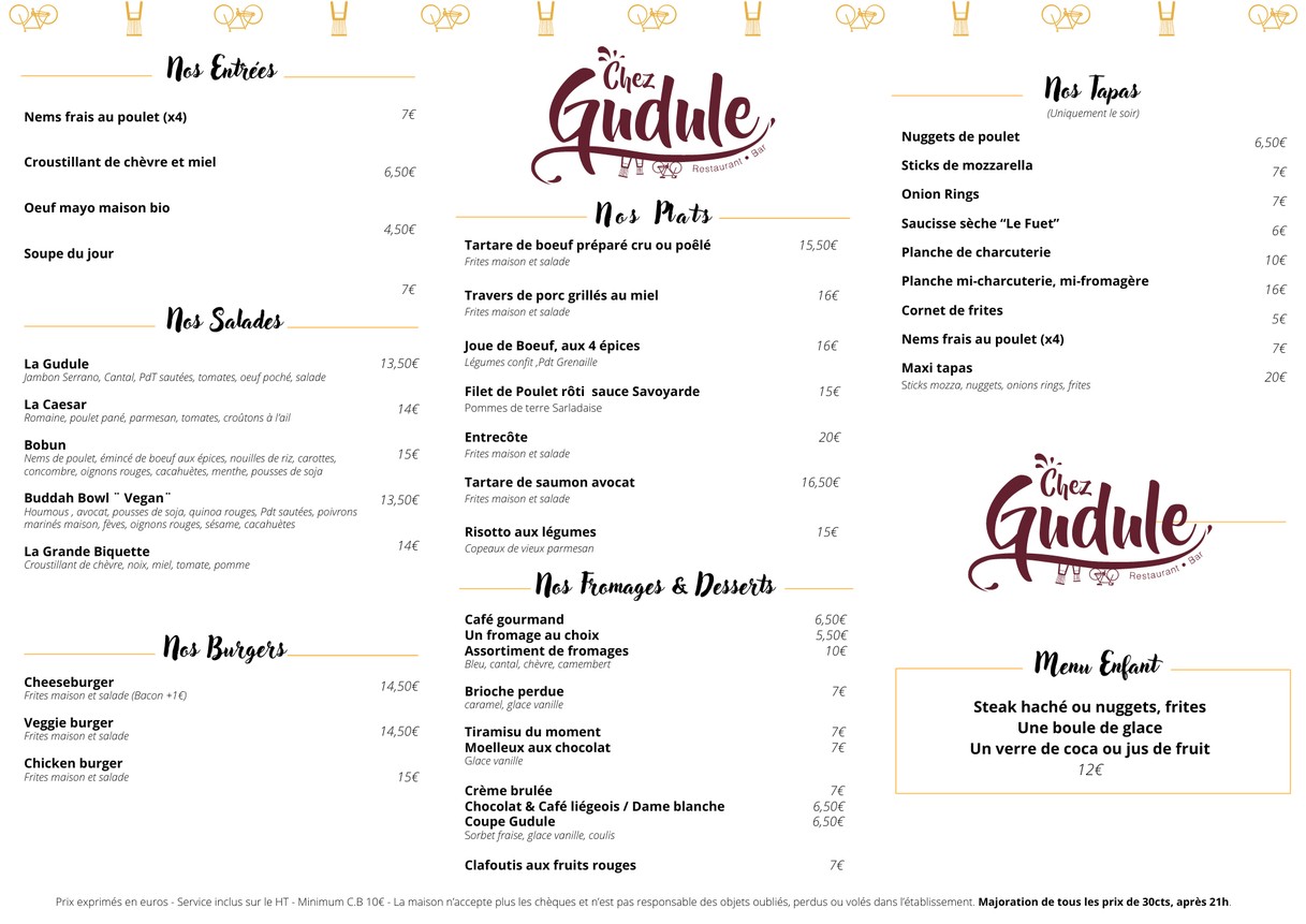 Chez Gudule menu 1