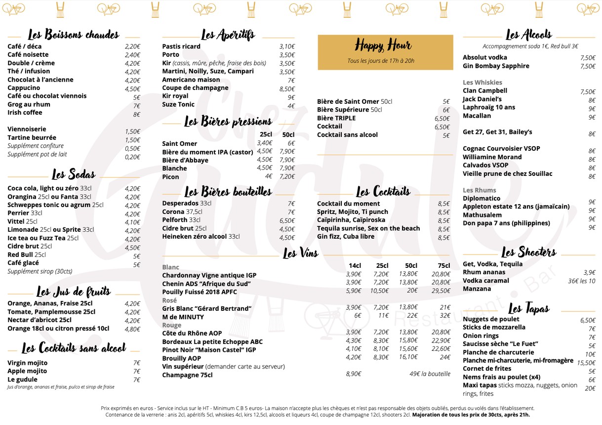 Chez Gudule menu 2