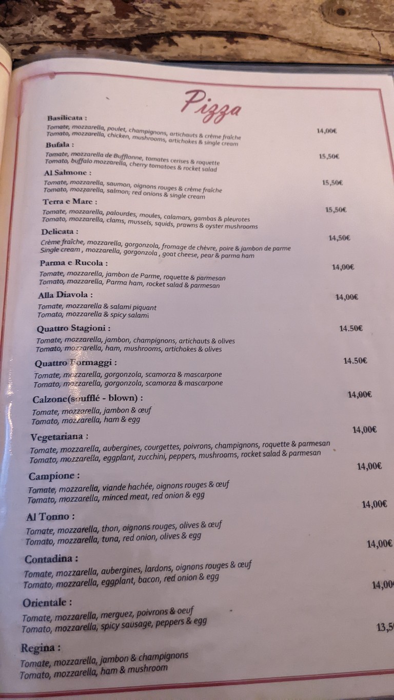 La Basilicata menu 1