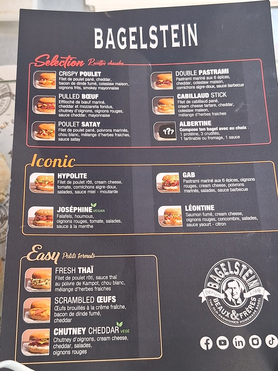 Bagelstein menu 1