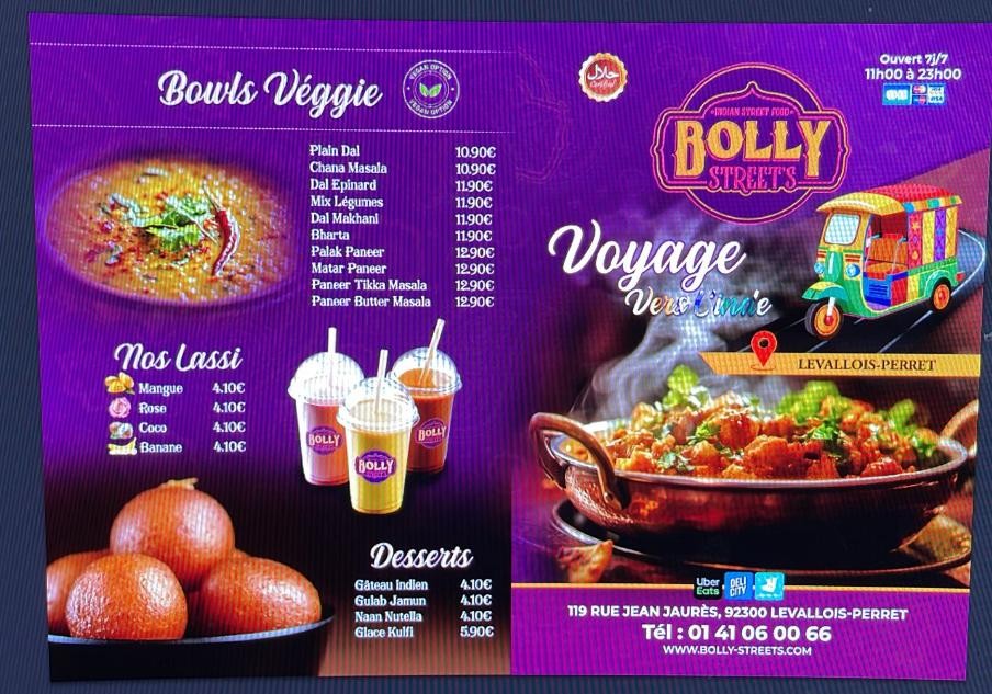 Bolly Street menu 1