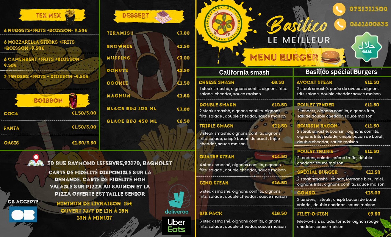 Basilico menu 1