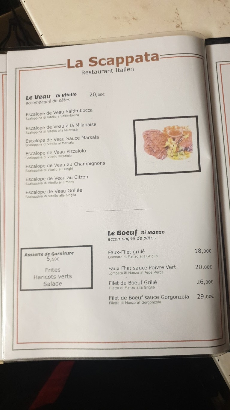 La Scappata menu 3