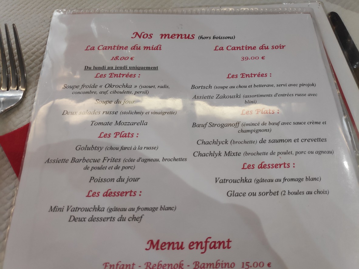 La Cantine Russe menu 3