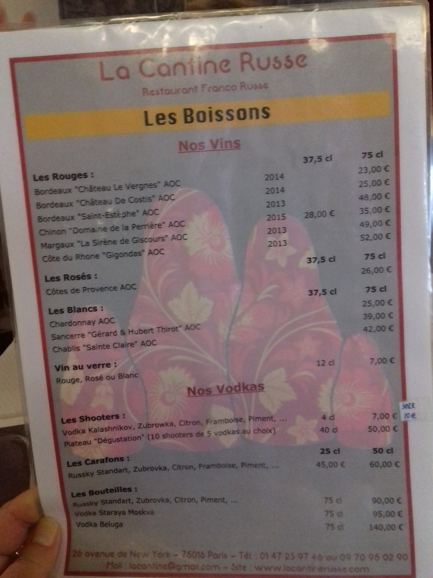 La Cantine Russe menu 5