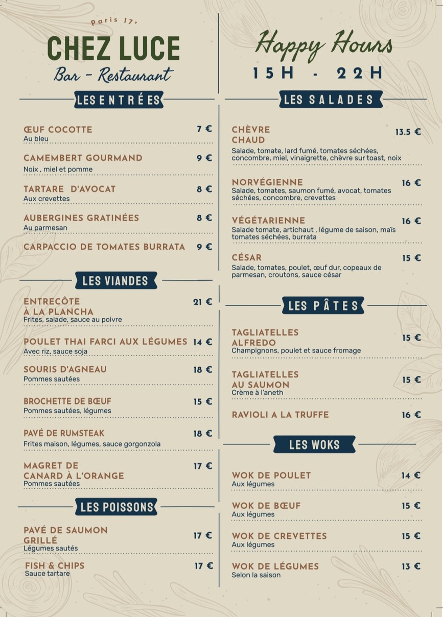 Chez Luce menu 1