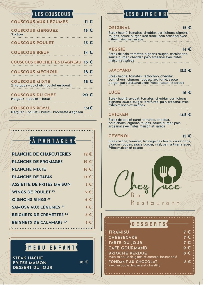 Chez Luce menu 2