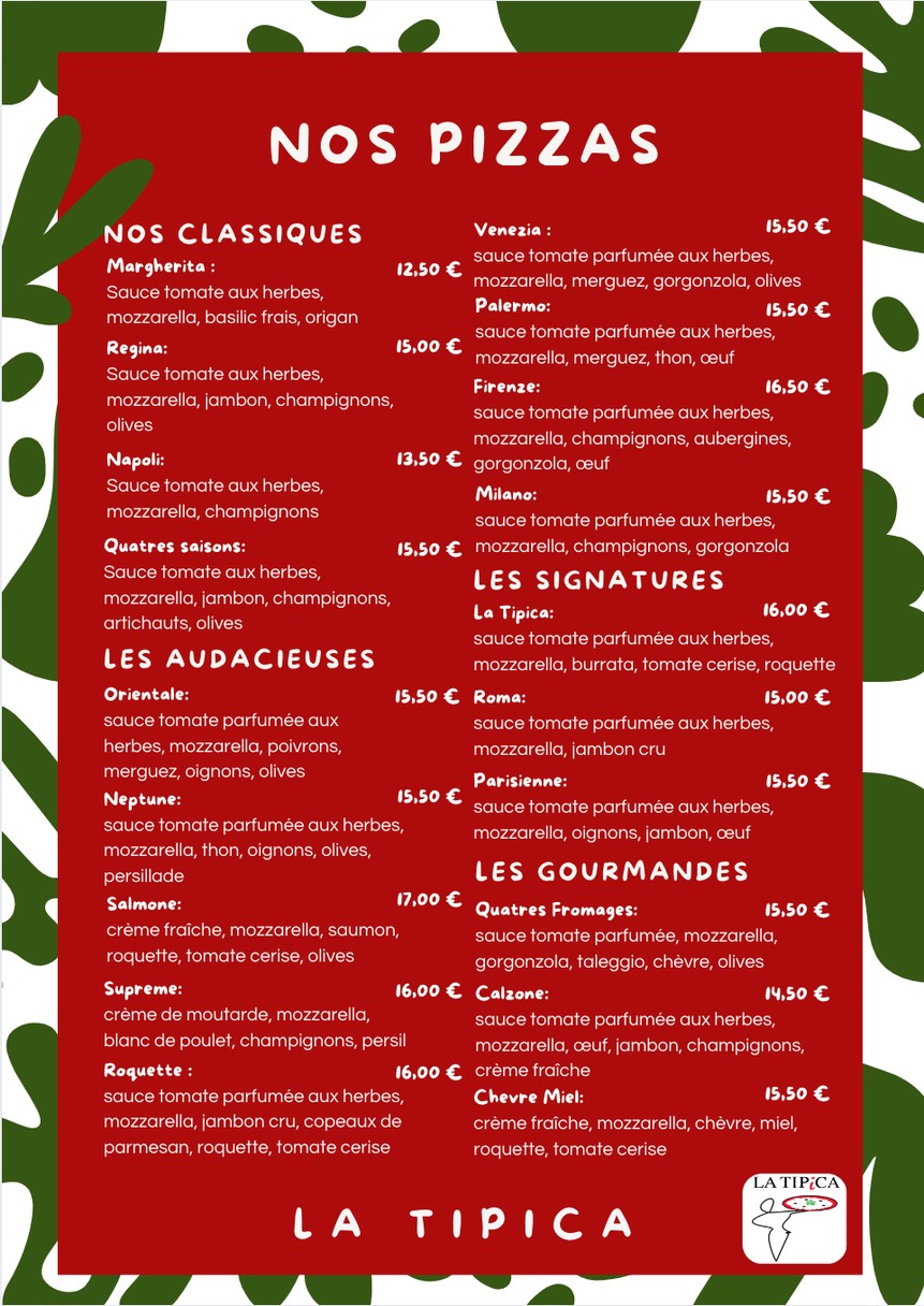 Pizzeria La Tipica menu 2