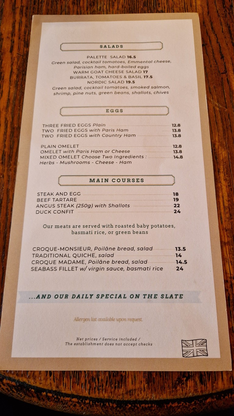 La Palette menu 2