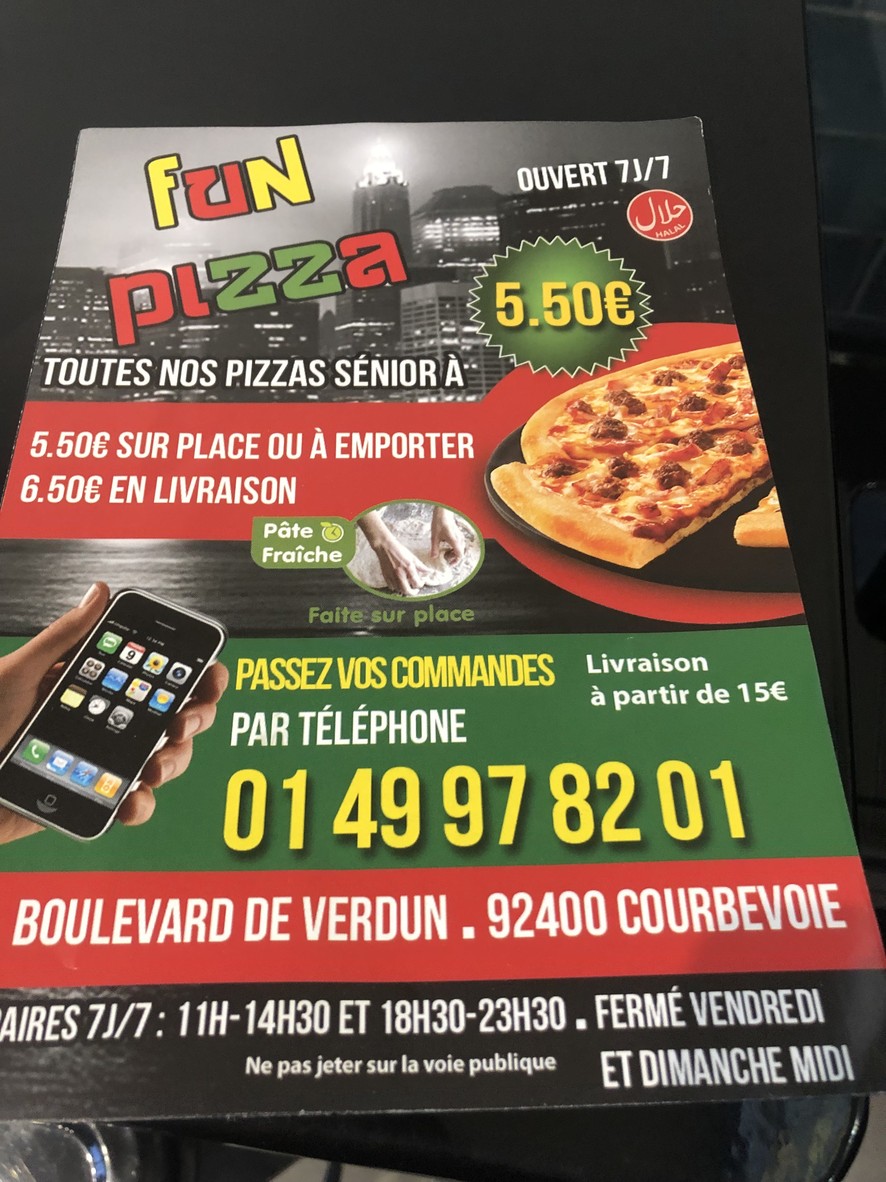 Fun Pizza menu 1