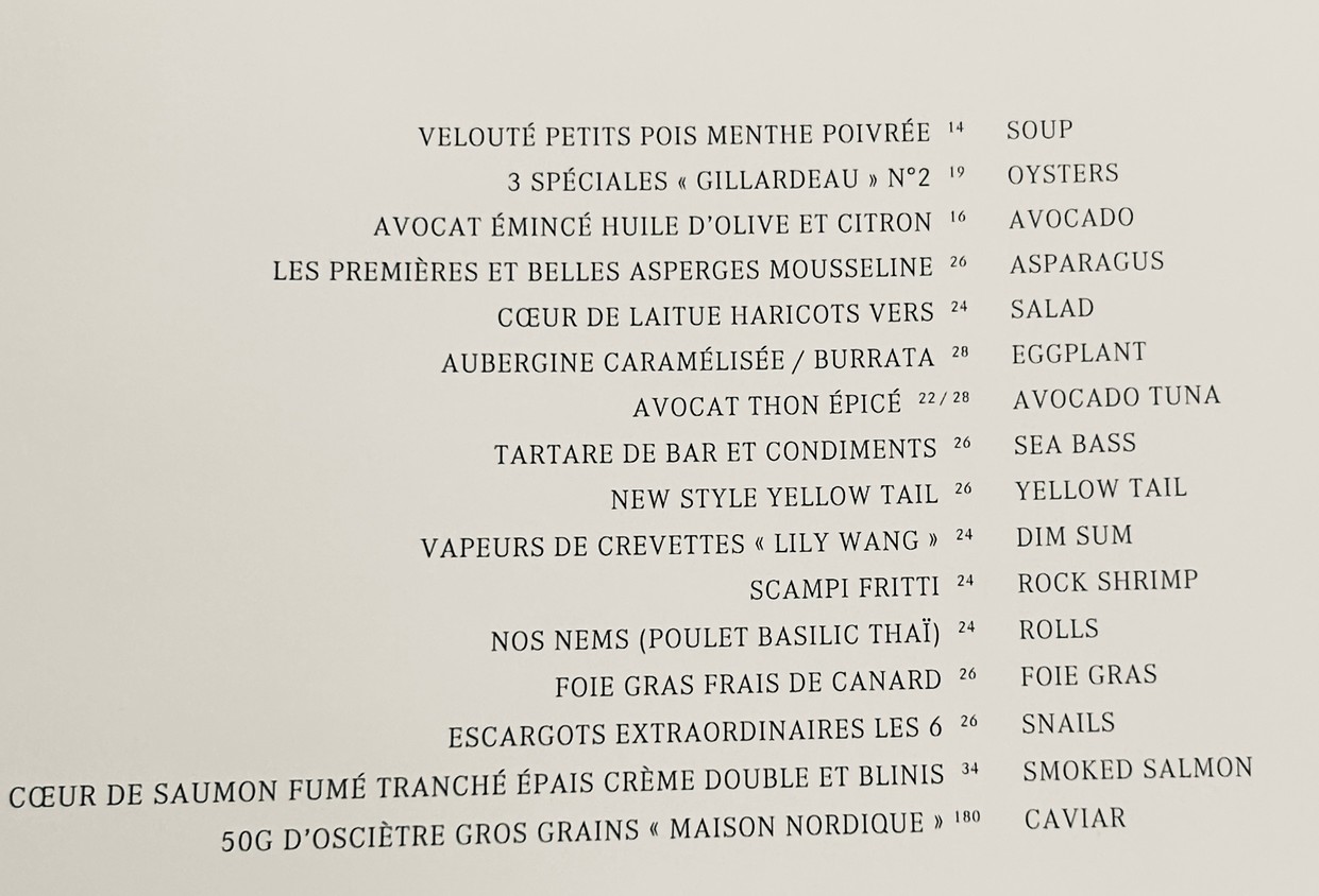 La Société menu 1