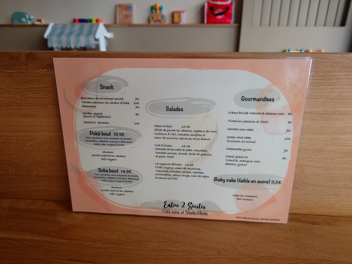 Entre 2 Siestes menu 1