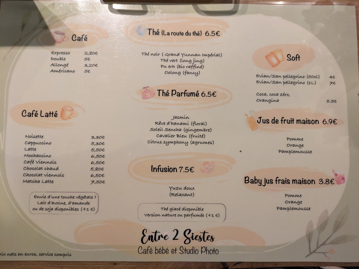 Entre 2 Siestes menu 2
