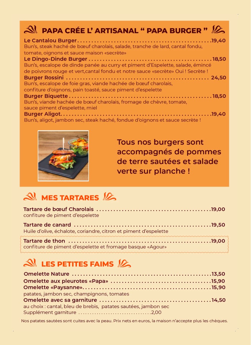 Chez Papa Bastille menu 2