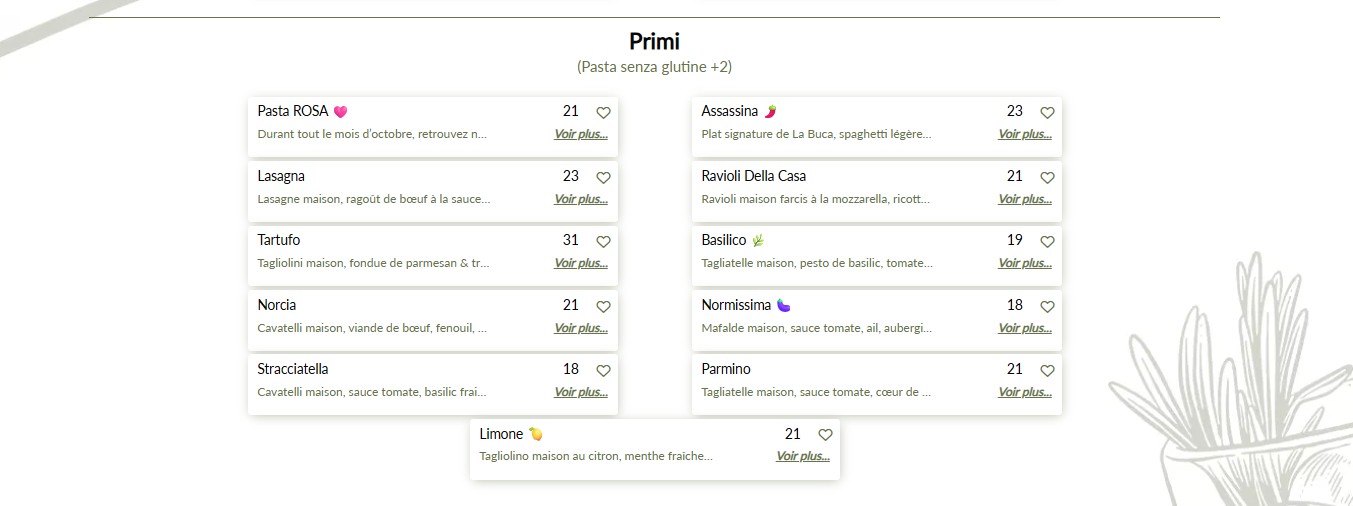 La Buca menu 2