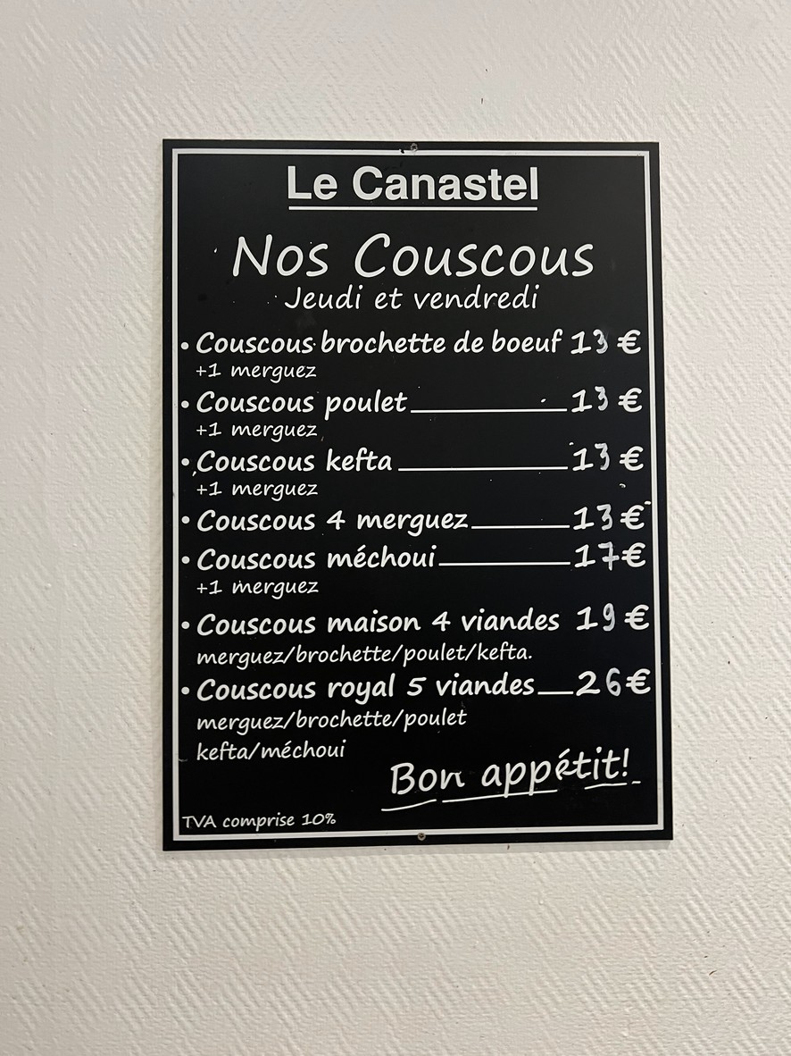Le Canastel menu 3