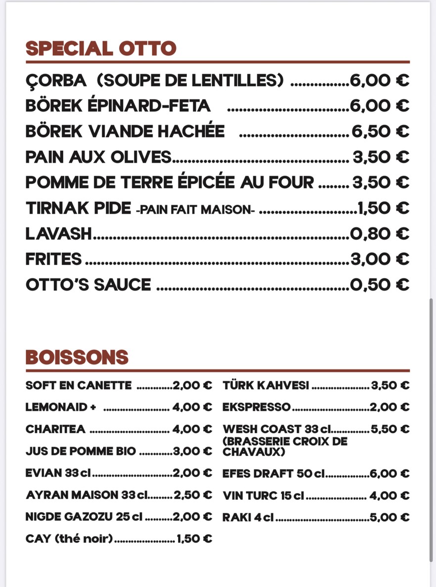 Otto Turkish Street Food menu 2
