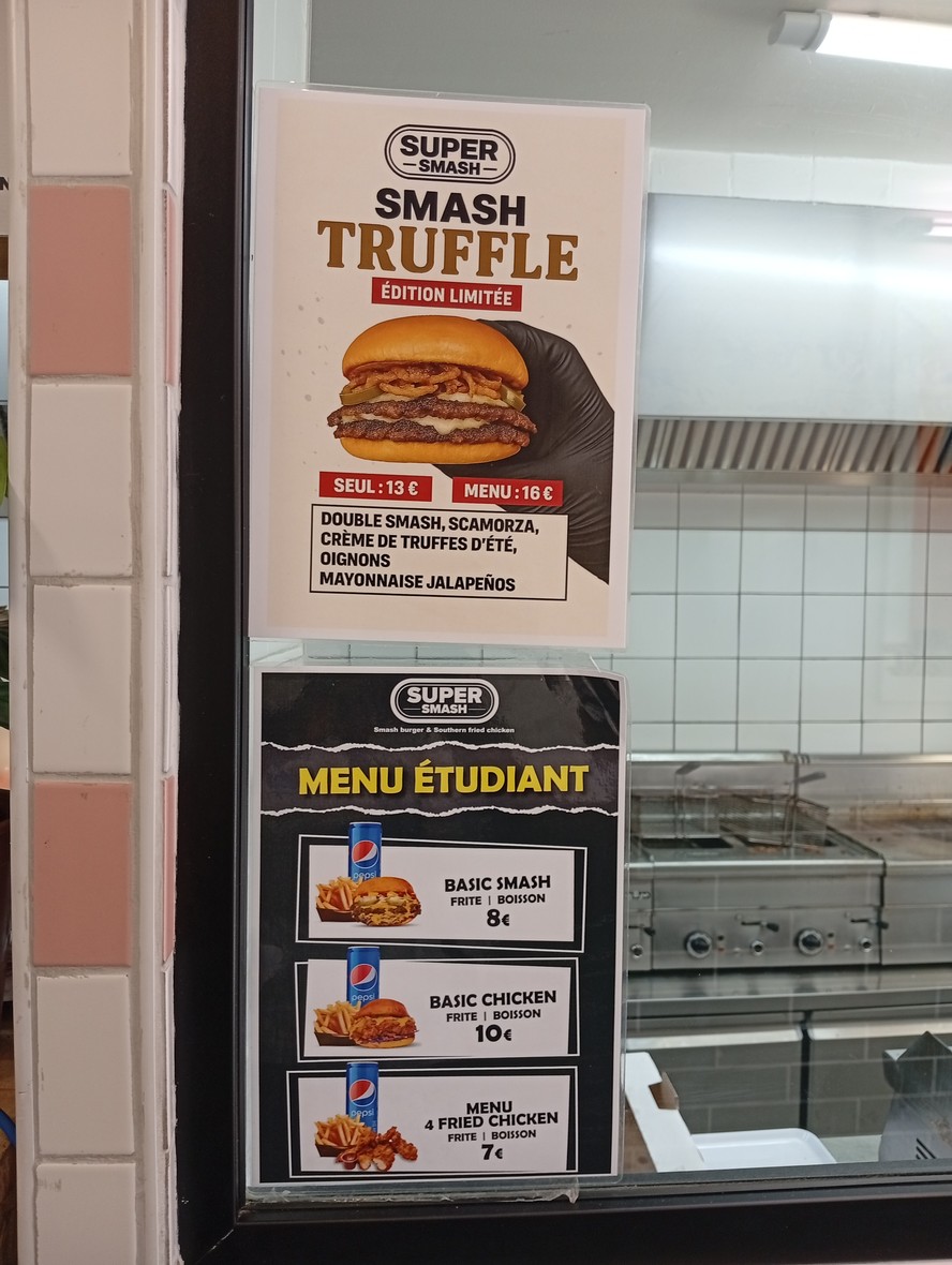 SUPER SMASH cours de Vincennes menu 2