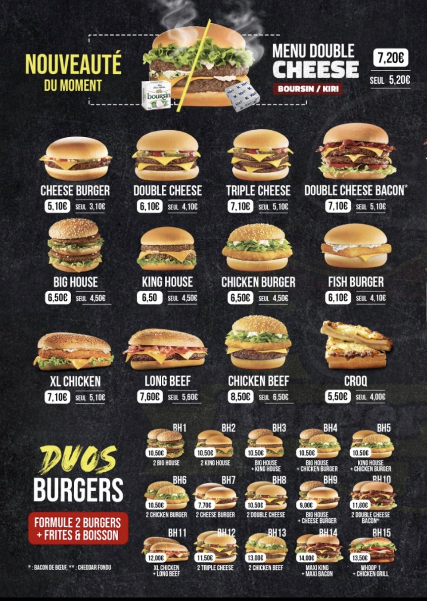 BURGER HOUSE.suresnes menu 1