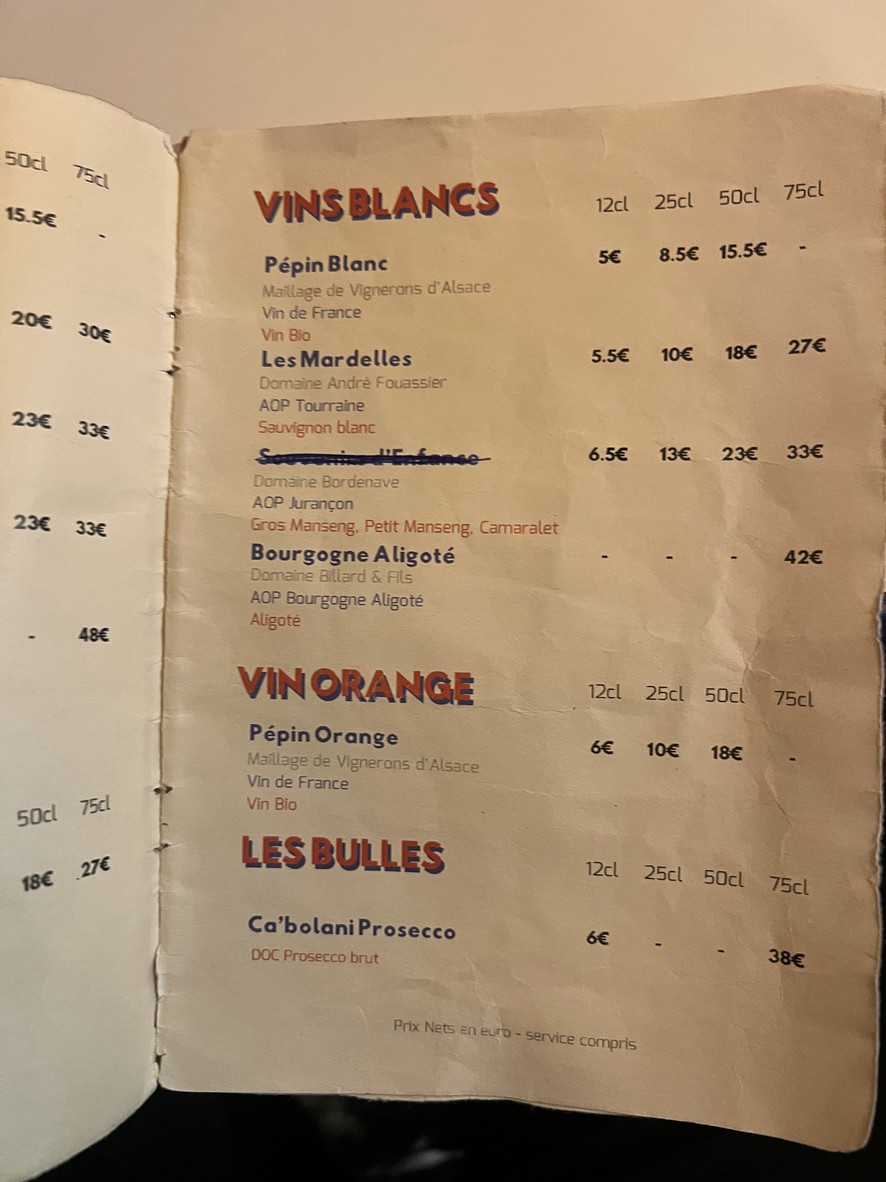 Le Général Beuret menu 3